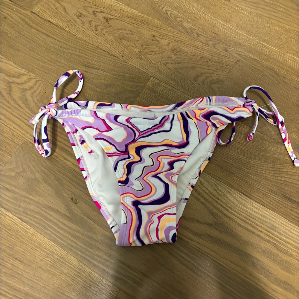 Xhilaration Pink And Purple Swirl String Bikini Bottoms NWOT Size Medium